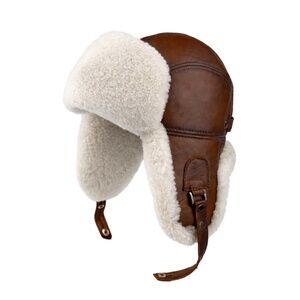 Real Sheepskin Ushanka Trapper Hat – Handmade Aviator Hat with Natural Sheepskin